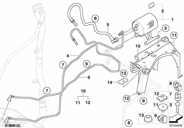 Betriebsentlüftungsleitung para BMW Serie 3 E90, E91, E92, E93 (OEM 16126765750). Original BMW.