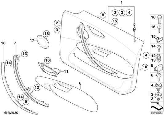 Mid Tone Speaker Cover Right for BMW 1 Series E81, E82, E87N, E88 (OEM 51416975350). Original BMW.