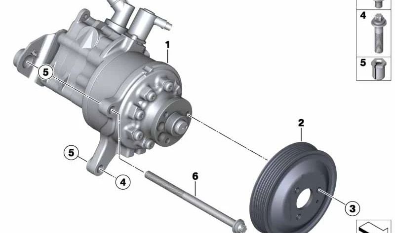 Polea de bomba de dirección OEM 32428519100 para BMW F10, F11, F01, F02, E70, F15, E71, F16. Original BMW.