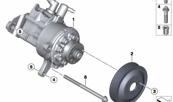 Polea de bomba de dirección OEM 32428519100 para BMW F10, F11, F01, F02, E70, F15, E71, F16. Original BMW.