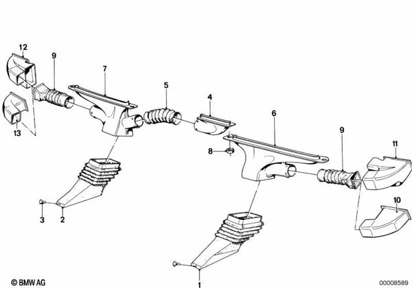 Tubo de Aire Caliente Medio para BMW Serie 3 E21, Serie 5 E12 (OEM 64211355749). Original BMW