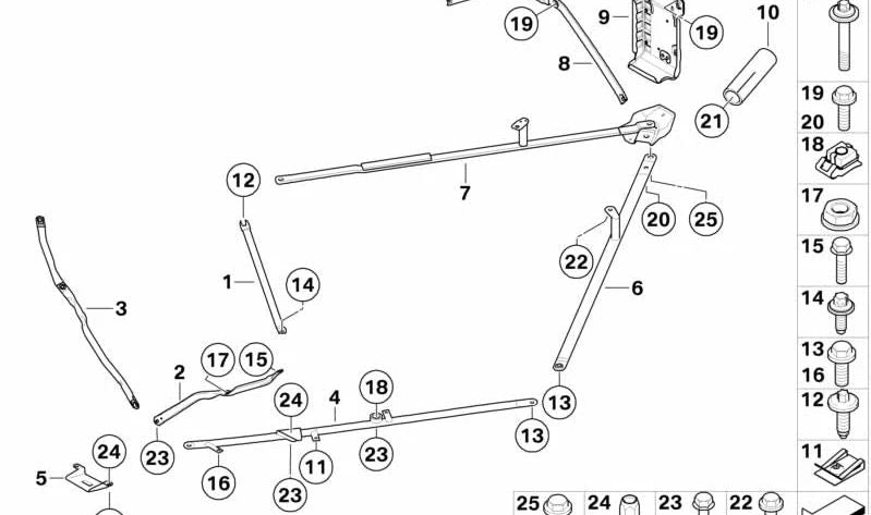 Parafuso hexagonal OEM 07119905502 para BMW E88, E92, E93, E61, E89. BMW original.