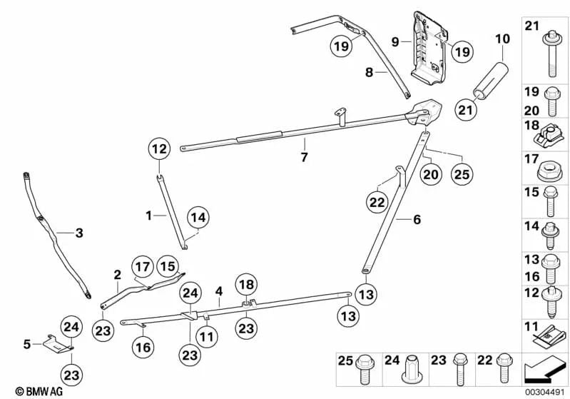 Left strut bar reinforcement for BMW E81, E82, E87, E87N, E88 (OEM 51617167643). Original BMW.