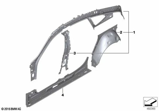 Revestimiento de paso de rueda trasero izquierdo para BMW G32, G32N (OEM 41007437459). Original BMW.