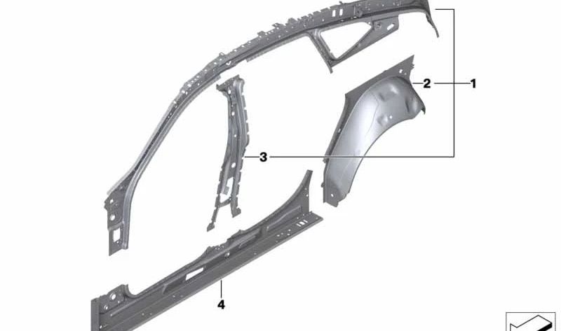 Rear right wheel arch liner for BMW G32, G32N (OEM 41007437460). Original BMW