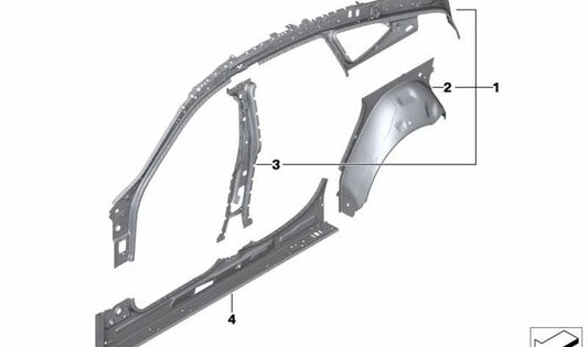 Revestimiento de paso de rueda trasero derecho para BMW G32, G32N (OEM 41007437460). Original BMW