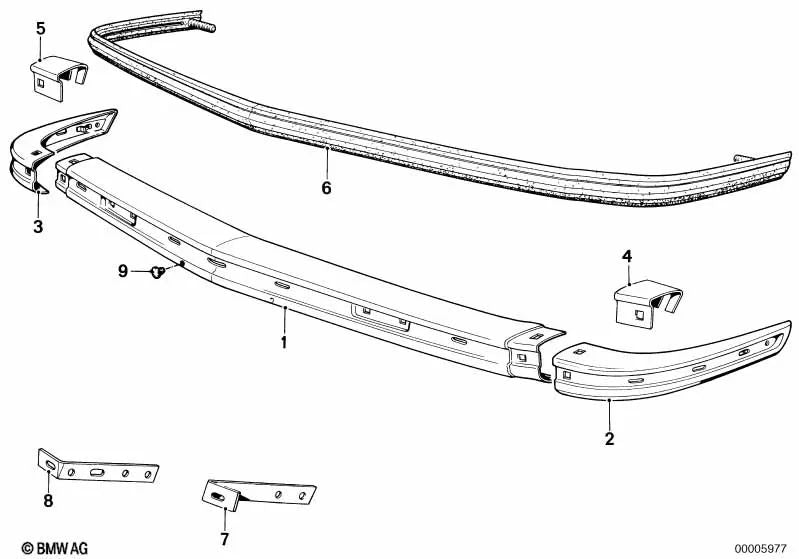 Paragolpes delantero medio para BMW Serie 3 E21 (OEM 51111864538). Original BMW