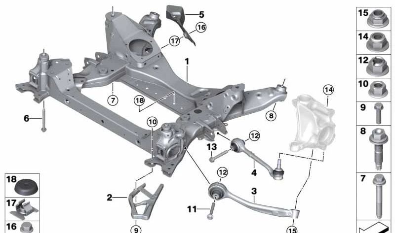 Tuerca hexagonal con brida para BMW F25, F97, F26, F98 (OEM 32106788407). Original BMW