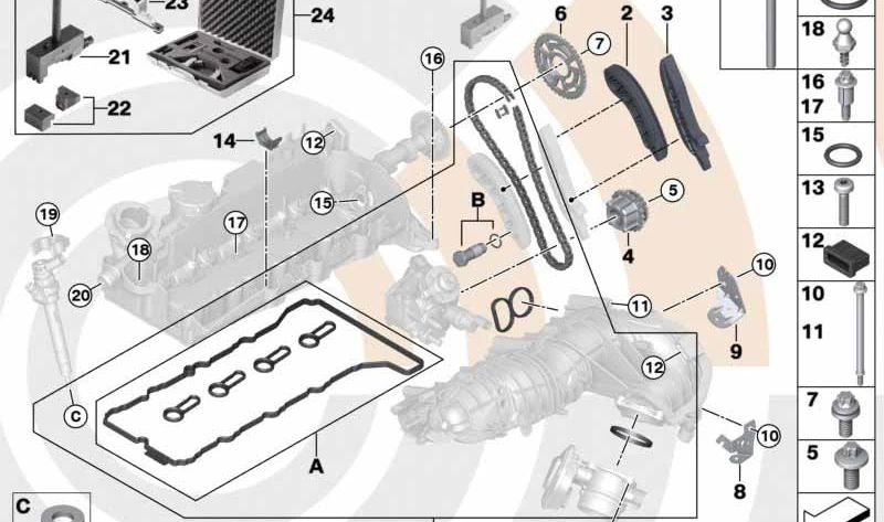 Soporte para BMW E81, E82, E87N, E88, E90, E90N, E91, E91N, E92, E93, E60N, E61N, E84, E83N (OEM 11617797651). Original BMW