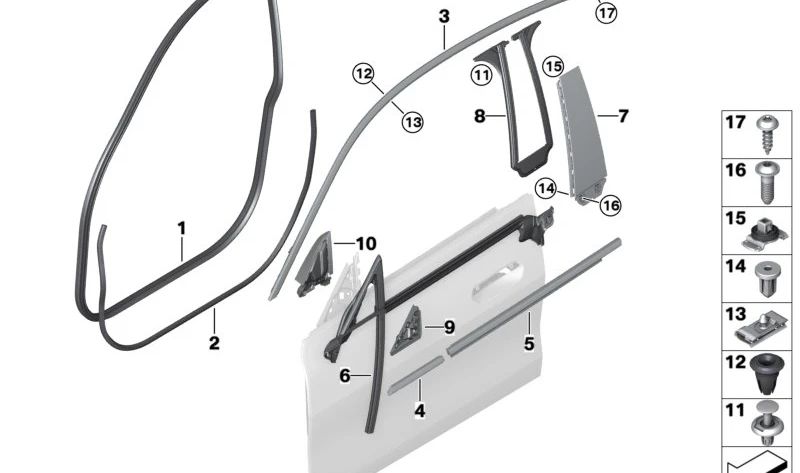 Cubierta exterior OEM 51337482959 para puerta delantera izquierda {BMW G26 (Serie 4 Gran Coupé)}. Original BMW.