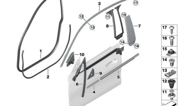 Cubierta interior del triángulo del retrovisor derecho OEM 51335A3F212 para BMW G26. Original BMW.