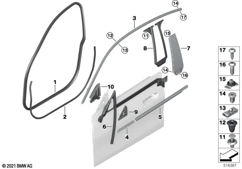 Cubierta del triángulo del espejo interior derecho para BMW G26 (OEM 51335A3F208). Original BMW