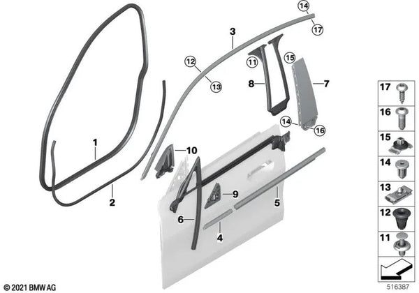 Cubierta del triángulo del espejo interior izquierdo para BMW G26 (OEM 51335A3F211). Original BMW.