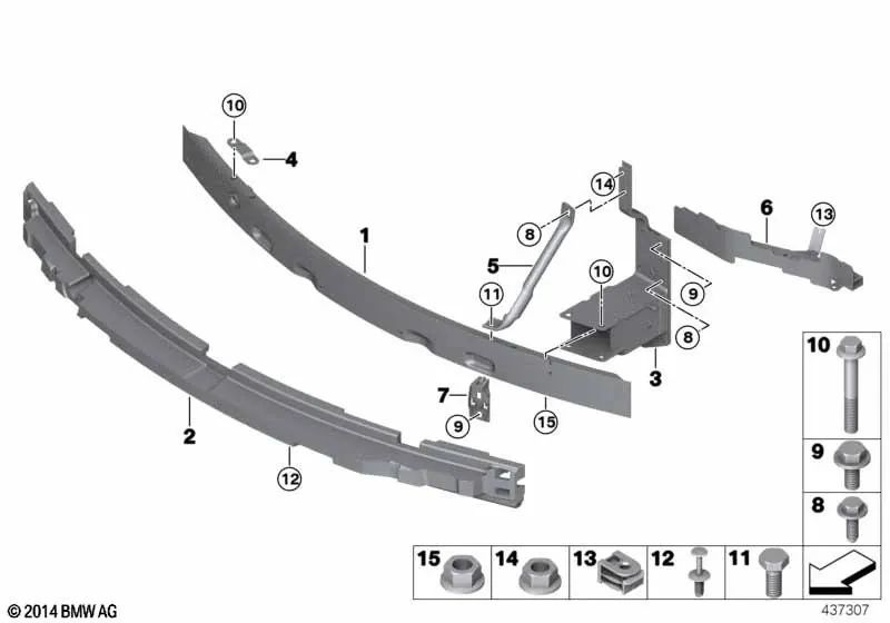 Elemento adaptador delantero derecho para BMW X5 F15, F85, X6 F16, F86 (OEM 51647294508). Original BMW