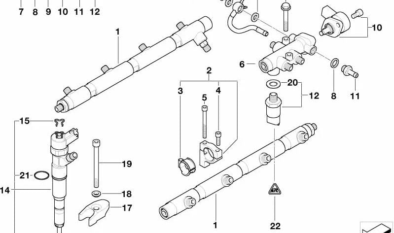 Acumulador de presión OEM 13537805724 para BMW E38, E39, E46, E53, E60, E61, E63, E64, E65, E66, E83, E85, E86, E87. Original BMW.