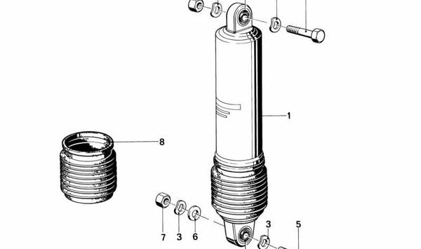 Soporte silentblock trasero OEM 33531230258 para BMW Serie 3 (E21, E30), Serie 5 (E12, E28), Serie 6 (E24), Serie 7 (E23). Original BMW.