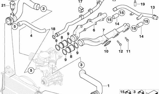 Manguera de agua para BMW E52 (OEM 11537830168). Original BMW