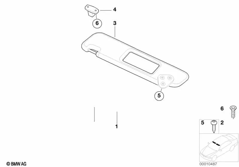 Visera solar con espejo derecha para BMW (OEM 51162492148). Original BMW