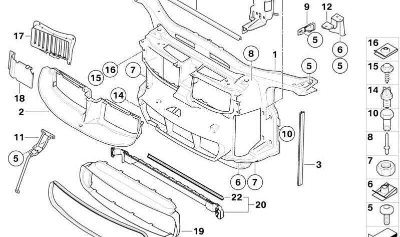 Guía de aire delantera superior para BMW Serie 3 E90, E92, E93 (OEM 51718040935). Original BMW