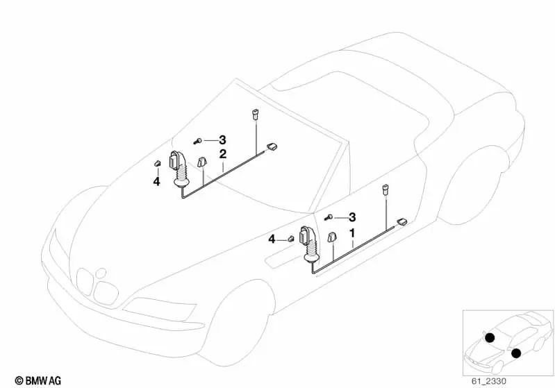 Driver Side Wiring for BMW E46, F30, F80 (OEM 61128401346). Genuine BMW