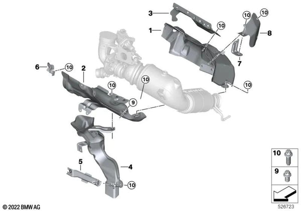 Hitzeschutzblech para BMW Serie 1 F40, F52, Serie 2 F44, F45N, F46, F46N, X1 F48, F48N, F49N, X2 F39 (OEM 11658647242). Original BMW