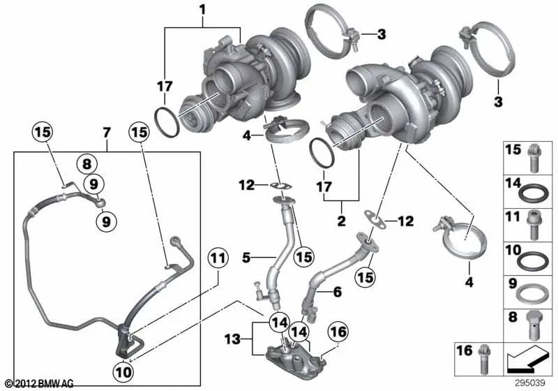 Turbocompresor para BMW F10, F06, F12, F13, F13N (OEM 11657887117). Original BMW