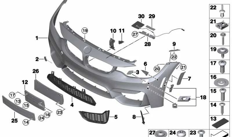 Placa de matrícula para BMW F80, F82, F83 (OEM 51118056774). Original BMW