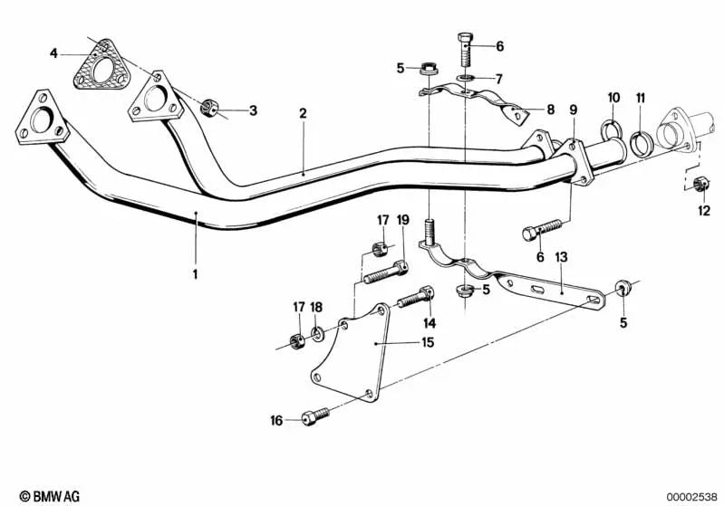 Tubo de escape para BMW Serie 3 E21 (OEM 18111175482). Original BMW