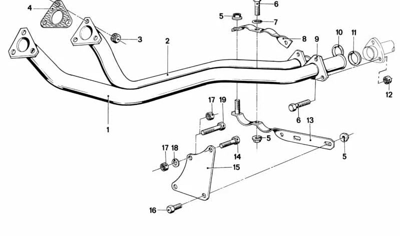 Tubo de escape para BMW E21 (OEM 18111175484). Original BMW