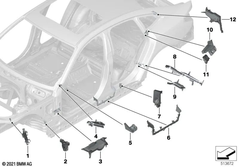 Pieza conformada pilar D izquierda para BMW G26 Serie 4 (OEM 41007472657). Original BMW.