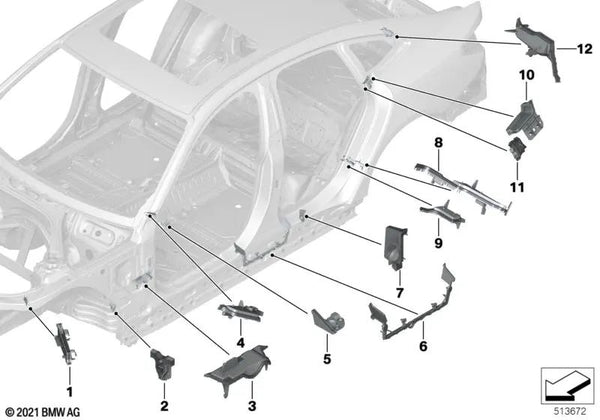 Pieza conformada pilar D izquierda para BMW G26 Serie 4 (OEM 41007472657). Original BMW.