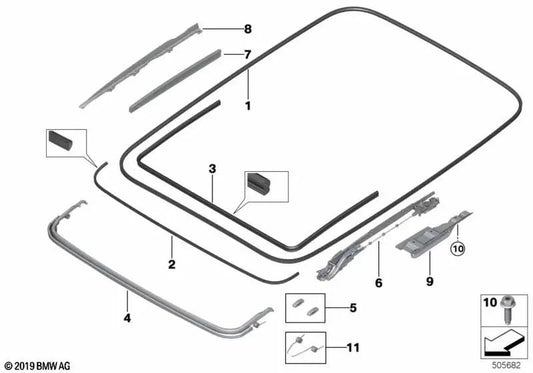 Sichtblende para BMW Serie 5 G38, G38N Serie 7 G12, G12N (OEM 54107377489). Original BMW