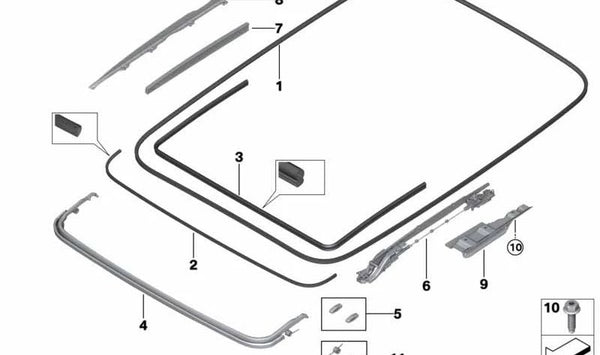 Placa de refuerzo derecha OEM 54107359340 para BMW G12 (Serie 7). Original BMW