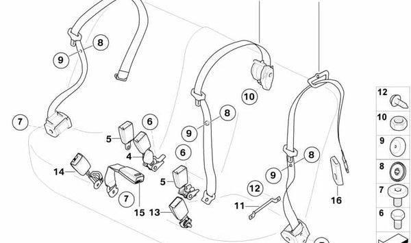 Correa superior trasera derecha para BMW E70 (OEM 72117161060). Original BMW