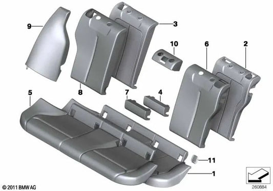 Fundas respaldo cuero derecha para BMW Serie 3 F34, F34N (OEM 52207326642). Original BMW