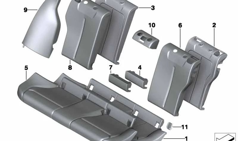 Polsterteil Lehne Izquierda para BMW Serie 3 F31, F31N (OEM 52207268320). Original BMW