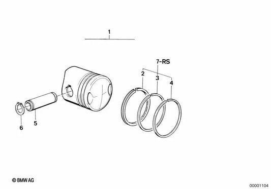 Pistón para BMW (OEM 11251338176). Original BMW.