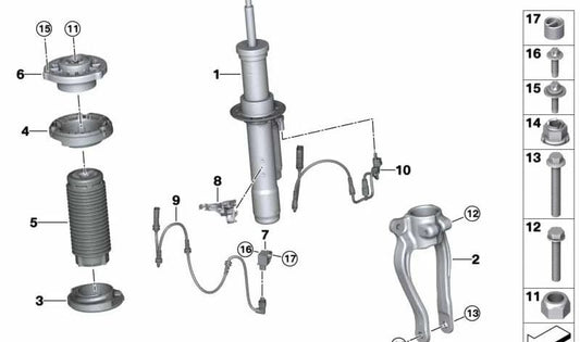 Amortiguador delantero derecho VDC OEM 37106878122 para BMW G16 (Serie 8 Gran Coupé). Original BMW