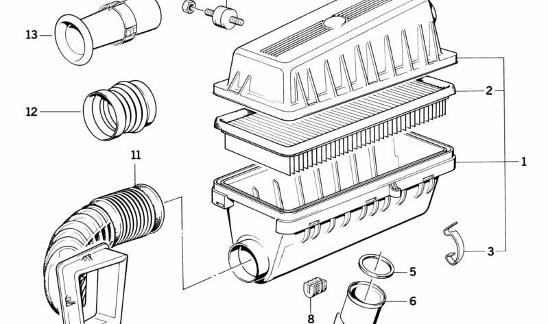 Caja silenciadora de admisión con ciclón OEM 13711726199 para BMW E34, E32. Original BMW.