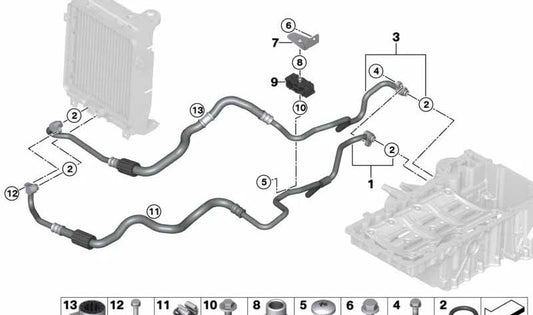 Supporto per tubo del tubo OEM 1727590852 per BMW E70, E71, E72, F15, F16, F85, F86. BMW originale.