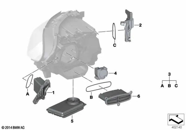 Ventilador LED derecho para BMW Serie 5 F07, F10, F11, F18 (OEM 63117352480). Original BMW