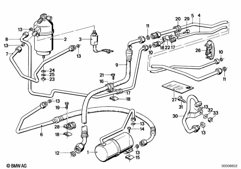 Tubería de Aspiración Evaporador-Compressor para BMW Serie 6 E24 (OEM 64539067600). Original BMW.