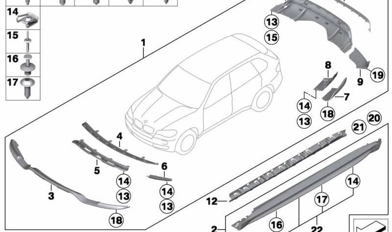 Soporte de Parachoques para BMW E70N (OEM 51112182337). Original BMW