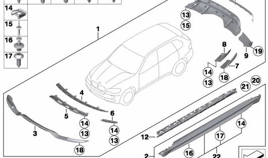 Listón superior izquierdo para BMW X5 E70N (OEM 51122182381). Original BMW