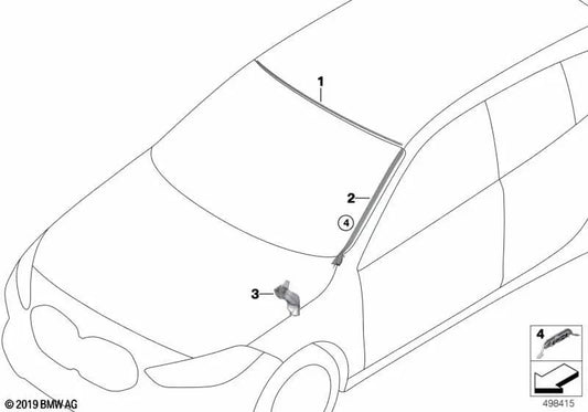 Listón recogeaguas derecho para BMW Serie 1 F40 (OEM 51317453950). Original BMW