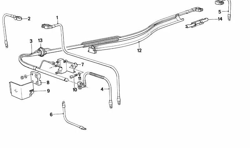 Cable de batería negativo OEM 12421719664 para BMW E30. Original BMW.