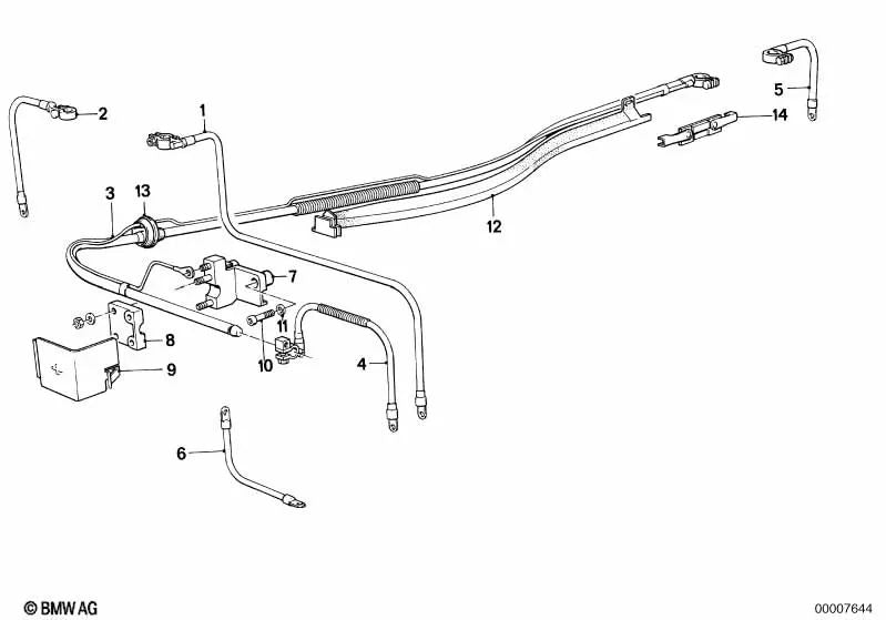 Cable de masa para BMW E30 (OEM 12511714039). Original BMW