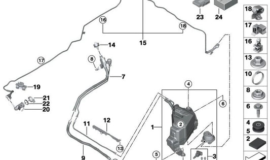 TUBO DI FUBILE OEM 16197440015 per BMW G05, G06. BMW originale