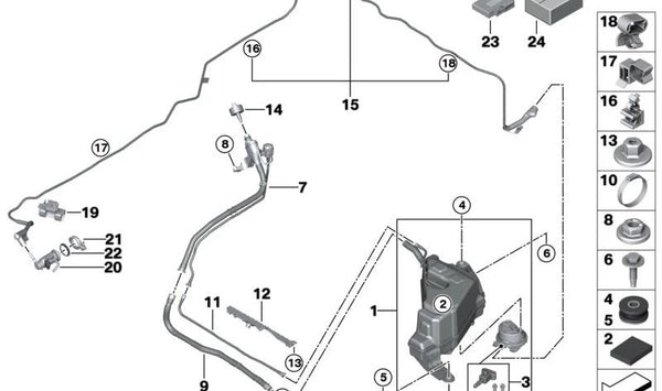 Soporte de fijación OEM 16198483789 para BMW X5 (G05), X6 (G06). Original BMW.