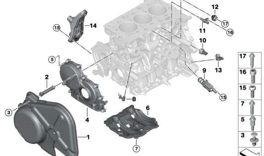 Ölhobel per BMW 1 F20N Series, F21N, F40, F52, F70, Serie 2 F22, F23, F44, F45N, F46, U06, Series 3 F30n, F31n, F35n, 4 F32 Series, F36, X1 F48, F49n, U11, X2 F39 e Mini F54, F55, F56, F57, F60, F65, F66 (OEM 11138631883). BMW originale